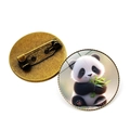 Broche panda mignonne avec finition en verre cristal et base en bronze pour vêtements - Bronze - Panda with Bamboo (6)