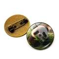 Broche panda mignonne avec cristal de bambou et support en métal bronze vintage - Bronze - Panda with Bamboo (7)
