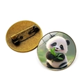 Broche panda mignonne avec illustration bambou et support en métal bronze - Bronze - Panda with Bamboo (9)