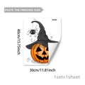 Pegatina pared Halloween con calabaza sombrero bruja y araña, PVC autoadhesivo 40x30cm - Calabaza Mago Halloween (M20036)