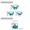 Maattabel voor 3D holle blauwe glitter vlinder muurstickers in drie verschillende maten - Blauwe Glitter (PJ7526) / Set van 12 stuks