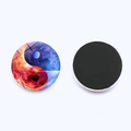 Yin Yang Tai Chi Glas Kühlschrankmagnet mit Nebelmuster und Magnetrückseite - Blau Rot Nebel Stil (JY9353-2)
