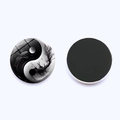 Yin Yang Tai Chi glass fridge magnet with artistic ink splash design and magnetic back - Ink Splash Taiji Style (JY9353-5)