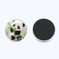 Imán de nevera panda redondo 25mm con dorso magnético suave para decoración hogar - Panda sosteniendo bambú Estilo (3CM-2)