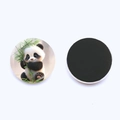 Imán de nevera redondo de cristal de 25mm con linda ilustración de panda con bambú - Lindo panda abrazando bambú Estilo (3CM-3)