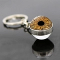 Creative keychain featuring a realistic brown iris glass dome and silver metal ring - Brown Iris Style (JY009359-1)