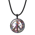 Collier signe de paix avec pendentif de collage papillon coloré sur cordon noir - Signe de la Paix Collage Papillon Coloré (Noir-2)