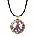 Collier signe de paix vintage en bronze avec motifs de papillons colorés et cordon - Signe de la Paix Papillon Coloré (Bronze-2)