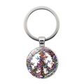 Blumiges Friedenszeichen Schmetterling Schlüsselanhänger mit Silberring als Geschenk - Lebendiger Schmetterling Friedenszeichen (Silver-2)