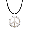 Collier signe de paix floral avec motif de marguerites et cordon noir ajustable - Signe de la Paix Petite Marguerite Blanche (Argent-7)