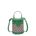 Grüne Mini-Zylindertasche mit Monogramm-Canvas und oberem Handgriff - Grün