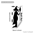 Stickers muraux d'Halloween avec sorcière et chauves-souris pour décoration - 30*60cm (1 Pièce)
