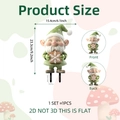 Flat 2D Christmas gnome garden stake decoration with green snowflake cookie design - Gnome in Green Hat with Cookie (DC20016) / 23.3x15.4cm