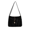 Bolso de hombro de terciopelo negro estilo chino con motivos de bambú y borla - Negro