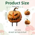 Detailed dimension guide for 2D flat skull pumpkin garden stake Halloween decor - Skull Pumpkin Style A (DC20046)