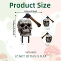 Decorazione da giardino Halloween teschio e ascia in PVC piatto 2D con misure dettagliate - Teschio con ascia (DC20059) / 16.6*16.4cm