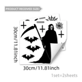 Stickers muraux Halloween avec faucheuse, chauves-souris et toiles d'araignées - 30x30cm (Lot de 2)
