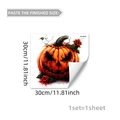 Adesivo da parete zucca di Halloween e rose rosse per decorazione casa, 30x30 cm - Stile Zucca di Halloween Malvagia Rosa (M18820) / 30x30cm