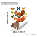 Cartoon hand-painted fox and hippo wall stickers for kids room decor, size 40x30cm - 30x40cm