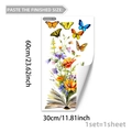 Sticker mural bouquet de fleurs et papillons sortant d'un livre pour chambre enfant - 30*60cm