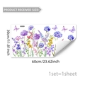 Zelfklevende muursticker met paarse bloemen en vlinders in waterverfstijl 60x30cm - 30*60cm