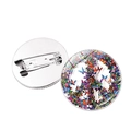 Floral peace sign brooch set featuring colorful butterfly patterns on silver pins - Silver-Style 2