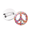 Floral peace sign tinplate badge with colorful flower patterns and metal pin backing - Silver-Style 3