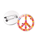 Floral peace sign brooch set featuring colorful daisies with beetle and butterfly details - Silver-Style 4