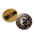 Vintage witch riding broomstick crystal glass brooch with bronze pin backing - Bronze Autumn Witch (Bronze-7)