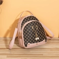 Kleiner Rucksack in Rosa und Braun mit Katzenohren aus Gold und Zierperlen - Rosa