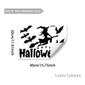 Halloween muursticker met heks, vleermuizen en tekst op een vel van 30x40cm - M20041-30*40cm*1Stuk