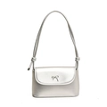 Borsa a spalla argento metallizzato con fiocco decorativo sottile da donna - Argento