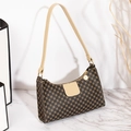 Bolso de hombro retro bicolor con estampado geométrico y correa de color crema - Albaricoque