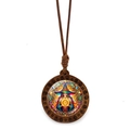 Collar de madera de Halloween con colgante de bruja mágica y cordón marrón tejido - Estilo de bruja de bola mágica brillante (JY009412-4)