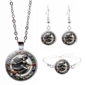 Halloween Hexe Besen Schmuckset mit silberner Halskette Ohrringen und Armband - Fantasie Nacht Hexe Stil (JY009413-3)