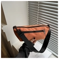 Detail of orange nylon crossbody bag with black zipper and adjustable strap - Orange