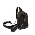 Sac de poitrine minimaliste en similicuir noir avec pochette accessoire et logo - Noir