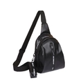 Sportieve zwarte PU-lederen crossbody tas met letterprint en extra mini-zakje - Zwart