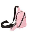 Sac de poitrine rose sport pour femme avec mini pochette assortie et sangle noire - Rose