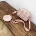 Pink crossbody bag with floral pattern and matching round mini coin purse detail - Pink
