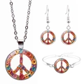 Set gioielli boho argento con motivo floreale variopinto e segno della pace - Margherita Multicolore Segno della Pace (JY009420-11)