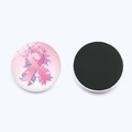 Aimant de réfrigérateur ruban rose sensibilisation cancer du sein en verre cristal - Motif Ruban Rose et Floral (JY9424-1)
