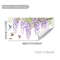 Stickers muraux glycine violette et colibris, décoration autocollante de 60x30cm - 30x60cm