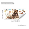 Aquarell Bär und Schmetterling Wandtattoo selbstklebend für Kinderzimmer Deko - 30*60cm*1 Blatt