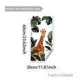Tropical giraffe and monstera leaves self-adhesive wall sticker 30x60cm size detail - Giraffe and Tropical Leaves (M18952) / 30x60cm