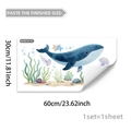 Sticker mural océan peint à la main avec baleine et méduse pour chambre d enfant - Combinaison De Baleine De L'Océan (30*60cm)