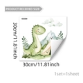 Aquarell Dinosaurier Wandtattoo mit Bergen und Zelt Motiven, 30x30cm doppelseitige Folie - 30*30cm*1 Blatt