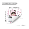 Cute cat in bathtub wall sticker with cherry blossoms, waterproof 30x30cm DIY decor - 30*30cm*1pc