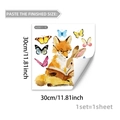 Self-adhesive wall sticker featuring watercolor fox and rabbit reading with butterflies - Fox Rabbit Reading Style (M20011)