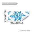 Vinilo para ventana mandala azul estilo vitral decorativo floral de 45x100cm - 45*100cm*1 pieza